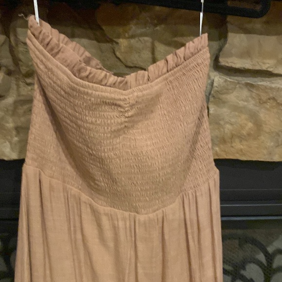 Stitch and feather bohemian tan maxi dress - Picture 3 of 7